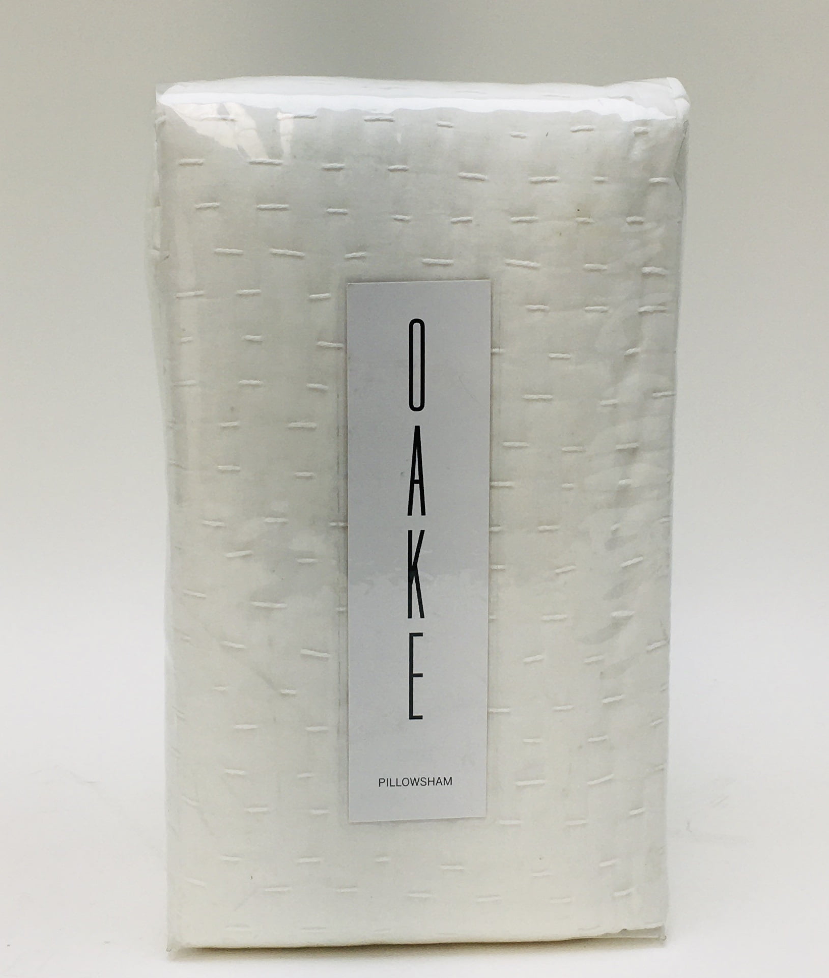 Oake Quilted Voile Pickstitch Cotton Pillow Sham, White King NEW