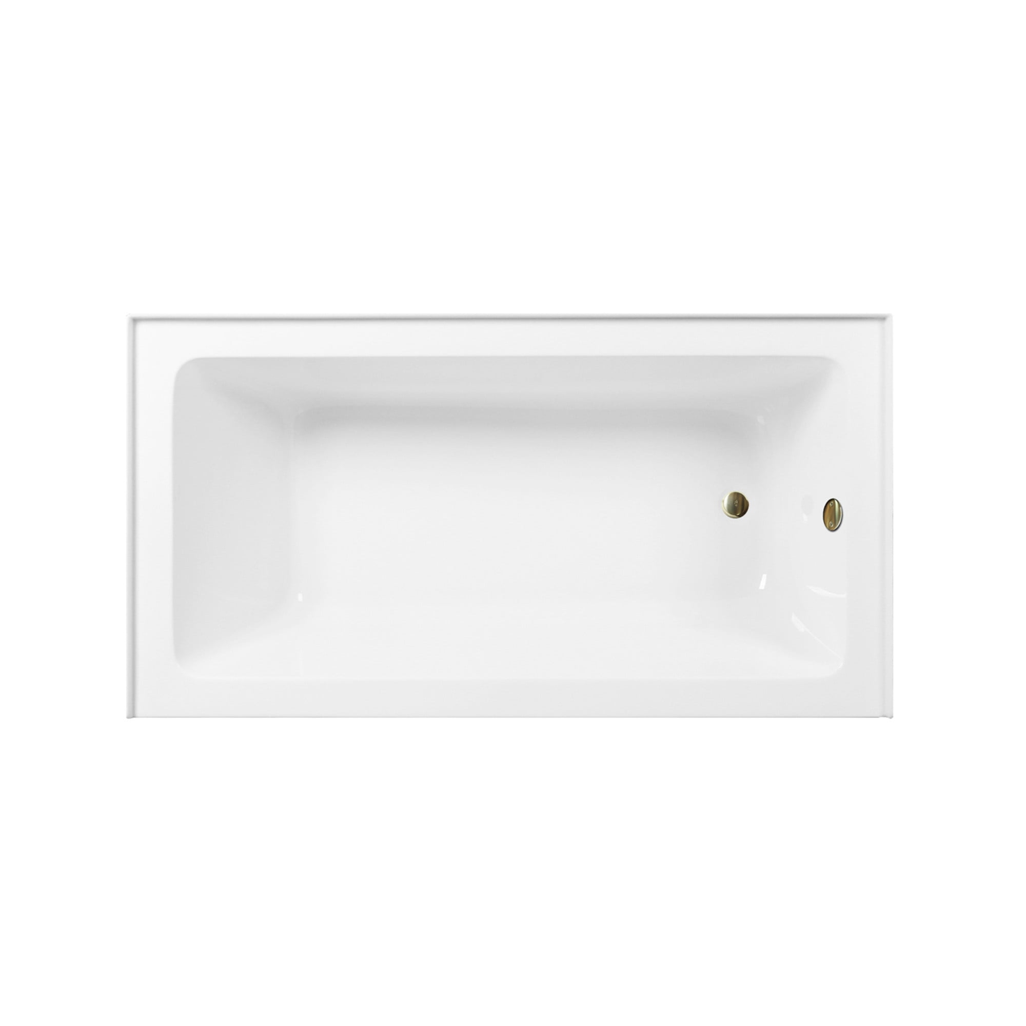 Aqua Eden CVTAP603222R7 60" Acrylic Rectangular 3-Wall Alcove Tub, Right Hand Drain, Glossy White/Brushed Brass