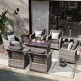 thumbnail image 4 of MEISSALIVVE 9 Pieces Patio Furniture Set with 43" Fire Pit Table, Wicker Patio Conversation Set with Swivel Rocking Chairs, Outdoor Patio Set for Lawn Backyard Porch (Grey), 4 of 10