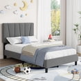 thumbnail image 6 of Full Size Platform Bed Frame with Fabric Upholstered Headboard and Wooden Slats Support,Fully Upholstered Mattress Foundation,Modern Platform Bed Frame,No Box Spring Needed,Easy Assembly, 6 of 7