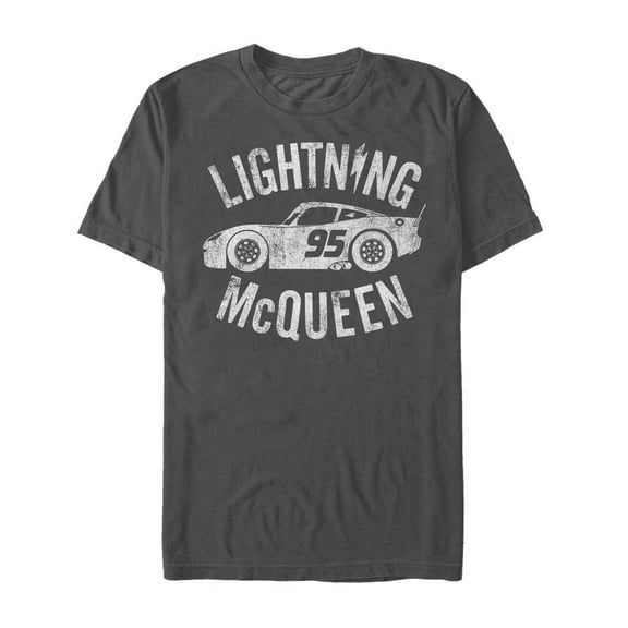 Men's Cars Lightning McQueen  Graphic Tee Charcoal 2X Large