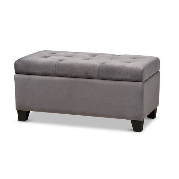 Baxton Studio Michaela Modern and Contemporary Grey Velvet Fabric Upholstered Storage Ottoman