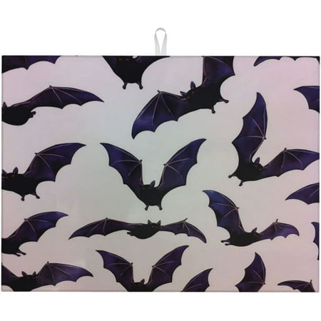 

Halloween Bat Dish Drying Mat For Kitchen Counter Large Absorbent Dish Drainer Super Absorbent Microfiber Dish Drying Pad 18x24 Inch