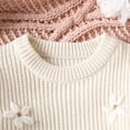 thumbnail image 3 of Hotiary Newborn Baby Girl Knit Sweater Romper Infant Oversized Long Sleeve Crewneck Embroidery Bodysuit Toddler Warm Fall Winter Outfit Apricot, 3 of 6