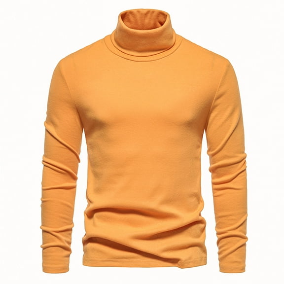 Turtlenecks for Mens Long Sleeve Slim Fit Casual High Collar Pullover Sweater Tops Stretchy Winter Plain Sweatshirt (X-Large, Yellow)