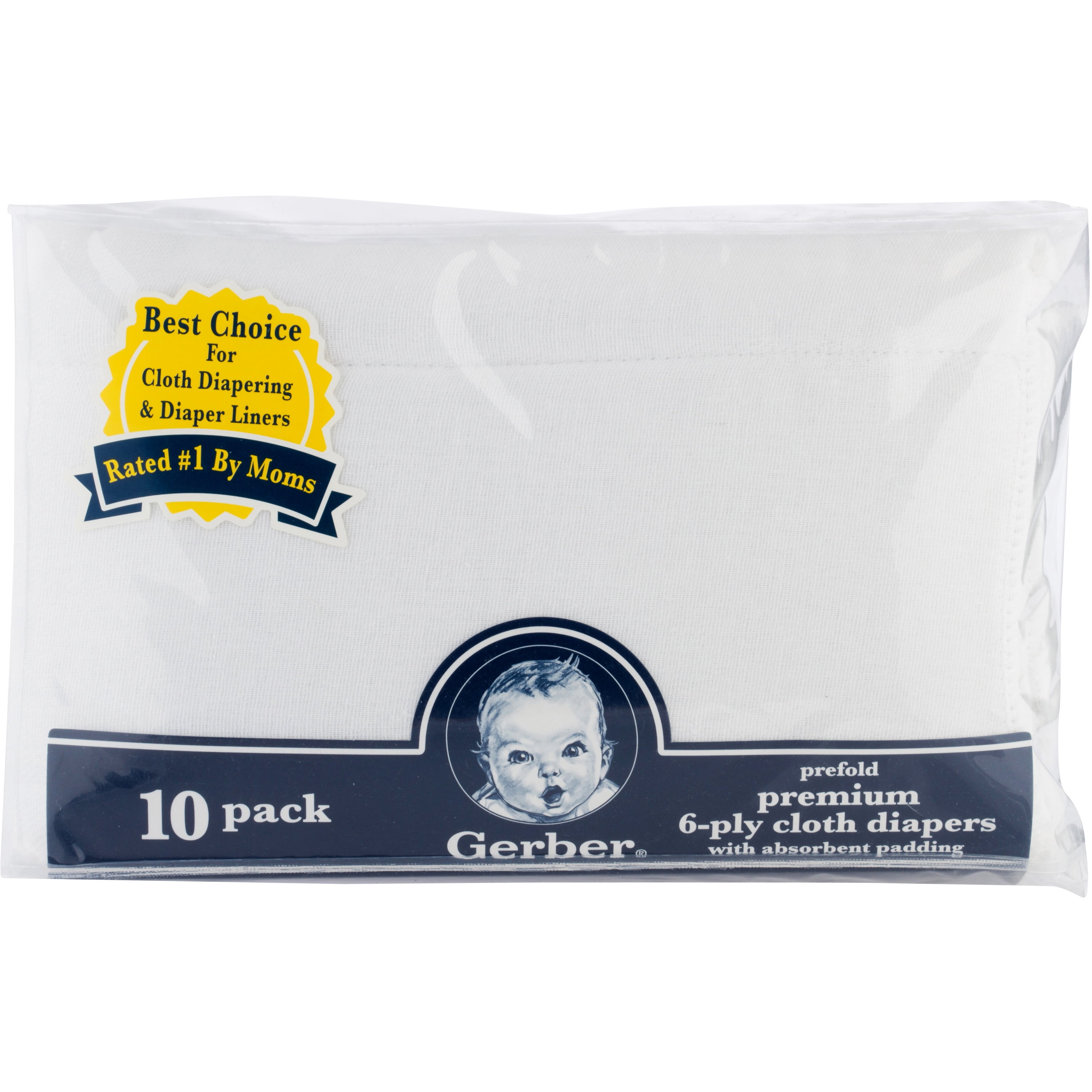 Cotton Burp Cloths Prefold Cloth Diaper 2+6+2 with Padding 