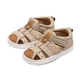 thumbnail image 6 of WUANDIXFA Baby Boy Sandals Toddler Shoes Soft Sole Close-Toe Sandals First Walk Flat Shoes (Khaki, 4), 6 of 9