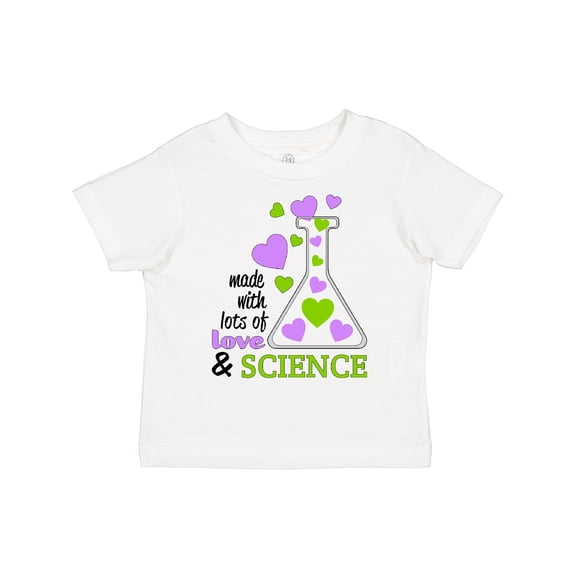 Inktastic Made with Lots of Love and Science Heart Bubbles in a Beaker Boys or Girls Toddler T-Shirt