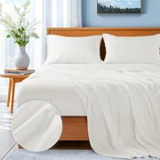 100% Cotton Queen Size Sheets Set - 600 Thread Count, Cooling Breathable Hole Structures Cotton Bed Sheets, 5-Star Hotel Quality Sheets, 16 Inch Deep Pocket - 4 Piece (White)