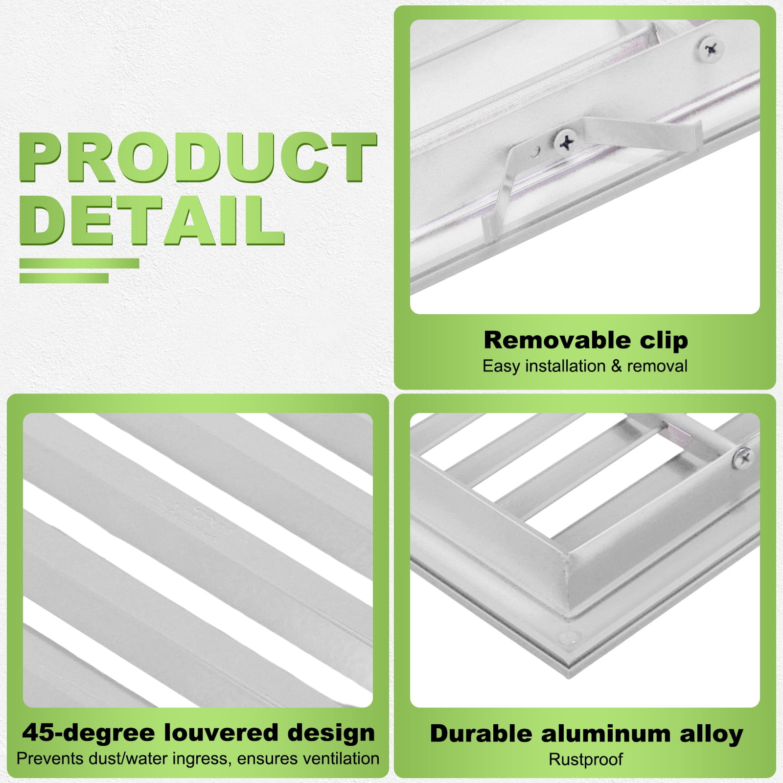 Uxcell Aluminum Air Vent Grille, 12 x 12 Inch(Duct Opening) Exhaust Vent Cover Louvered Vent Grill for Wall Door Ceiling Cabinet Wardrobe Radiator Heating System, Gray