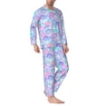 thumbnail image 2 of Fotbe Watercolor Sea Shells 1 Pattern Long Sleeve Pajama Set for Men,Sleepwear Set,2-piece Loungewear Set,Soft PJs Comfy Nightwear with Pockets-Large, 2 of 7
