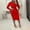 Red, variant on Women's Ruffle Bodycon Midi Dresses Half Zipped Pencil Office Dress Modest Business Wear to Work Sheath Suiting Dress