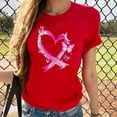 thumbnail image 2 of Riecok Breast Cancer T Shirts for Women Ribbon Graphic Crewneck Tees Short Sleeve Breast Cancer Shirts Holiday Tops Red S, 2 of 4