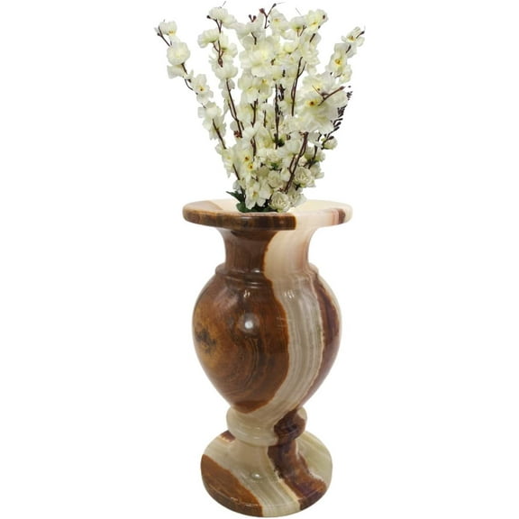 India Meets India Flower Vase with Onyx Marble Decorative Home Offices Handicraft by Awarded Indian Artisan (Design 1, 5.5 x 3 Inch)