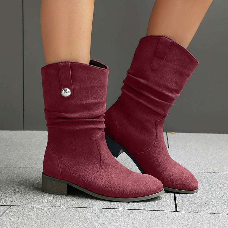 yocbz Wide Calf Boots for Women Women's Square Toe Cowboy Cowgirl