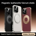 thumbnail image 2 of ELEHOLD Magnetic Ring Kickstand Case for iPhone 16, Compatible with Mag Safe Wireless Charging, Leather Texture Shockproof Phone Cover with 360° Stand Electroplated Frame ,Brown, 2 of 8