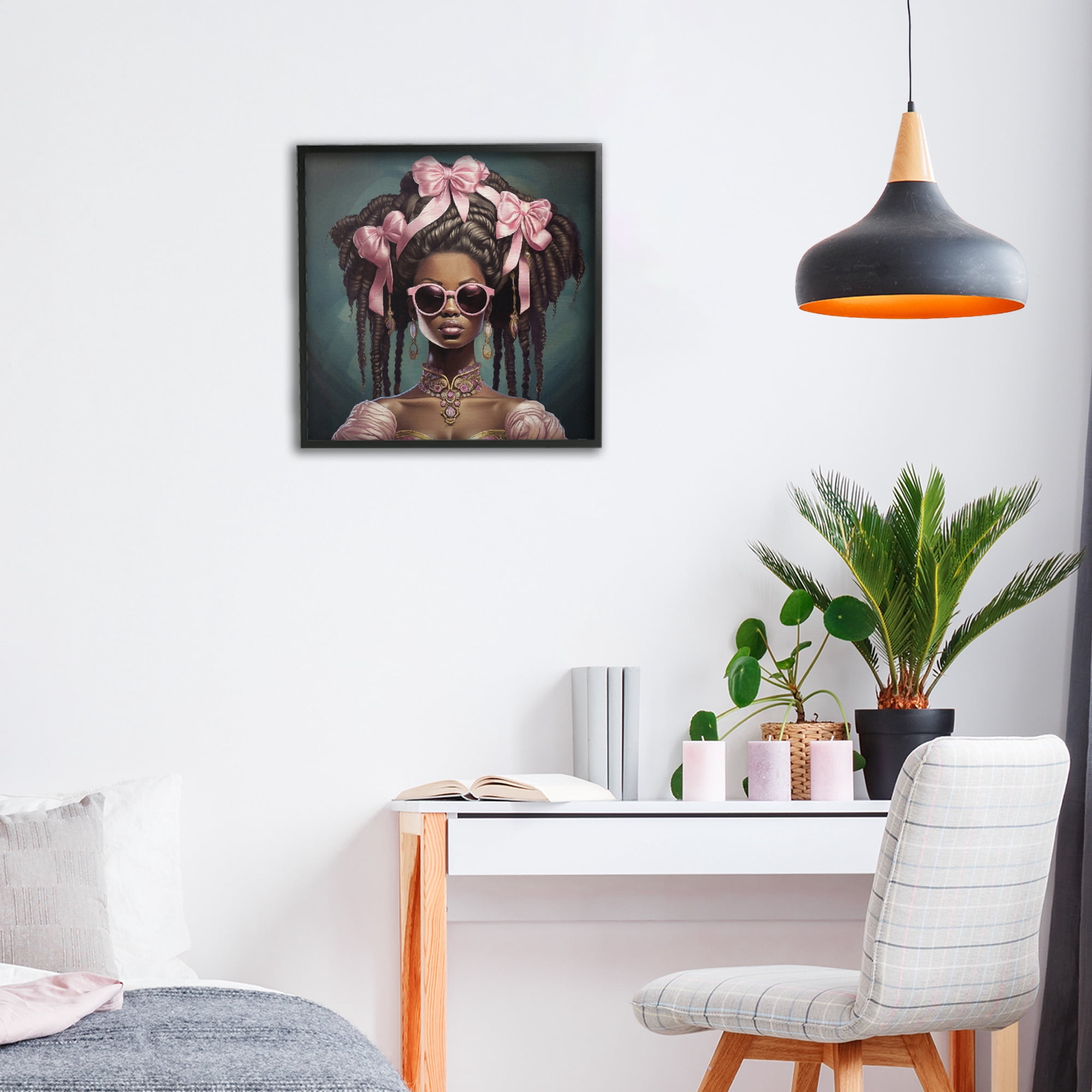 Stupell Industries Rococo Woman With Bows Black Framed Giclee Art, design by Grotto Studios