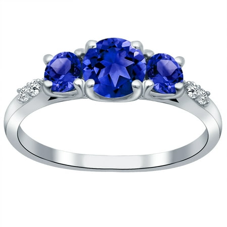 1.98 Ctw Lab Created Round Cut Blue Created Sapphire Ring, September Birthstone Prong 925 Sterling Silver Ring, Best Gift For (Best Quality Blue Sapphire)