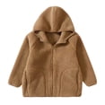 thumbnail image 5 of Atogsazn Kids Girls Fleece Full Zip Jacket Children Sherpa Long Sleeve Hooded Coat Winter Warm Tops Brown 6-7 Years Fashion, 5 of 8
