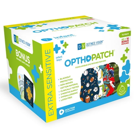 Opthopatch Eye Patches for Infants - Boys' Design [Series I] - 70 count + 2 Reward Charts