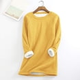 thumbnail image 5 of Fleece Lined Sweatshirt Women, Yigetop Sweatshirt for Women Fall Winter Tops Long Sleeve Shirts Oversized Tshirts Round Neck Pullover Sweatshirts for Women Yellow M, 5 of 8