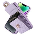 thumbnail image 2 of Wallet Case Designed for iPhone 15, with 6 Card Holder Slots RFID Blocking Shoulder Wallet Case Crossbody Strap Shockproof Leather Kickstand Phone Case For iPhone 15, Purple, 2 of 11