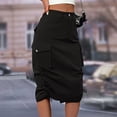 thumbnail image 6 of Unir Women Multi Pocket Cargo Midi Skirt High Waist Side Drawstring Ruched Twill Casual Street Bottom 1PC XS-S-M-L-XL Plus Size Friendly, 6 of 6