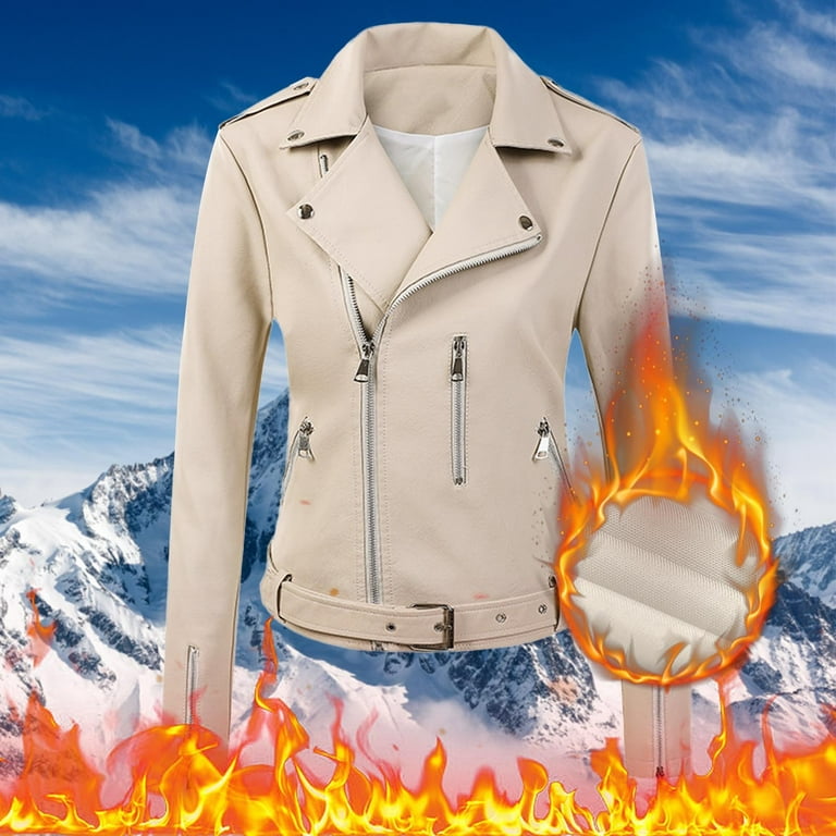 HSMQHJWE Women'S Snow Jacket Plus Size Winter Attire For Women Womens Long  Sleeve Leather Jacket Motorcycle Leather Jacket Pu Leather Jacket Fashion  Womens Jacketcoat Button Leather Jacket 