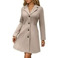thumbnail image 7 of Winter Coat for Women Stand Collar Single Pea Coat Mid-Long Outwear with Pocket,Women's Fall Winter Elegant Single Long Wool Coat Overcoat, 7 of 7