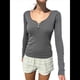 thumbnail image 1 of Tops Henley de Larga para Mujer para Otoño, Elegantes e Informales, Lindas Camisetas Básicas para Niñas en Invierno Flor Gris XL, 1 of 7
