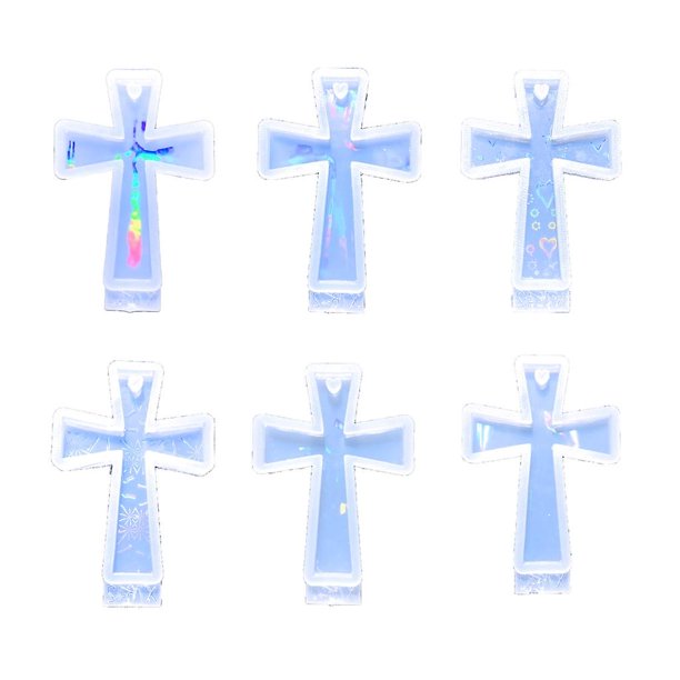 7 Molde de silicona con forma de cruz de resina, molde colgante con llavero de luz y sombra