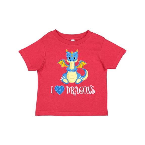 Inktastic I Love Dragons with Cute Blue Dragon Boys or Girls Toddler T-Shirt