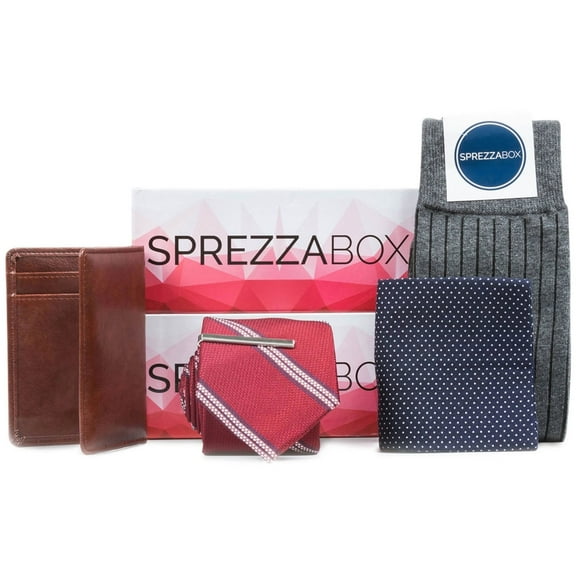 SprezzaBox Mens Vip Neck Tie Set, Multicoloured, One Size