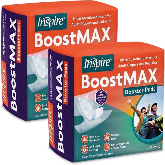 Inspire Incontinence Booster Pads Super Absorbent Absorbs Over 5 Cups! | Incontinence Pad Insert Liner Women and Men | Diaper Pads Inserts for Adult Diapers Overnight