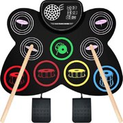 IKKOMMI 9 Pads Electronic Kids Drum Set with Headphone Jack and Speaker for Kids & Adults & Beginners, Great Holiday Xmas Birthday Gift