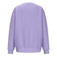 thumbnail image 3 of HAOTAGS Sweatshirts for Women Crewneck Long Sleeve Loose Fit Tops Solid Color Color Ribbed Trim Fashion 2025 Purple Size S, 3 of 5