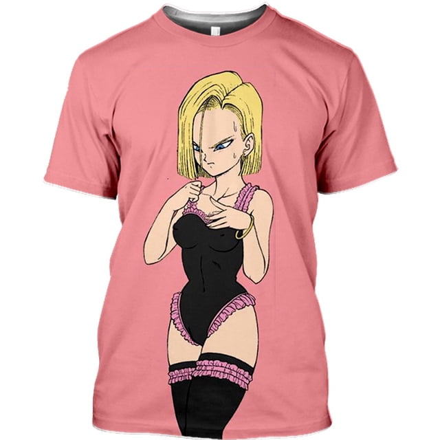 Camiseta Dragon Ball Android 18 , Goku-Anime Super Clásica