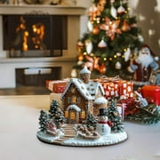 PEIBang Christmas Table Decorations,Snow House Decor Christmas Centerpiece,Christmas Village Houses for Home Kitchen