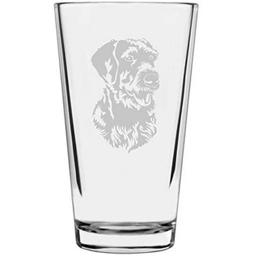 German Wirehaired Pointer Dog Themed Etched All Purpose 16oz Libbey Pint Glass
