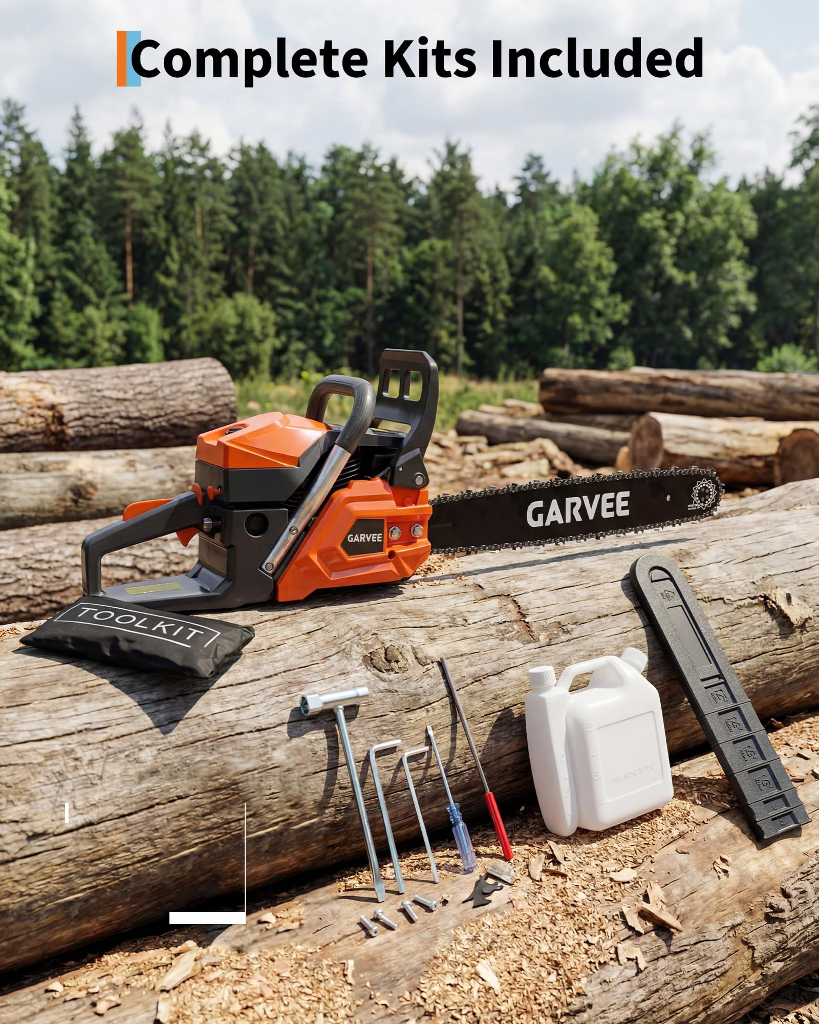 Accreate Gas Powered Chainsaw, 52cc/58cc with 20" Bar, 2.2kW 2-Stroke Engine, Quick Start, Chain Brake, and Anti-Vibration System, Ideal for Wood, Tree, or Land Cutting