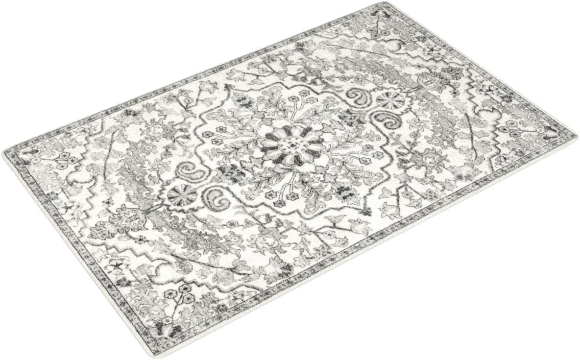 Bohemian Floral Medallion Runner Rug - 2x5 Laundry Room Rug Bathroom Runner Oriental Kitchen Mat, Soft Washable Non-Slip Low-Pile Indoor Carpet Runner for Bedside Living Room Decor