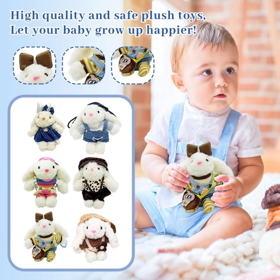 Easter Decorations Bunny Plush Toy Stuffed Animal, 7" Soft Rabbits Doll for Girls Boys, Cuddly Easter Gift Birthday Present, Room Nursery Decor, Cute Stuffed Bunny Toys A