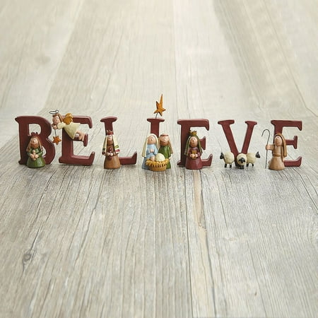 Believe Nativity Figurines- Set of 7 Letters