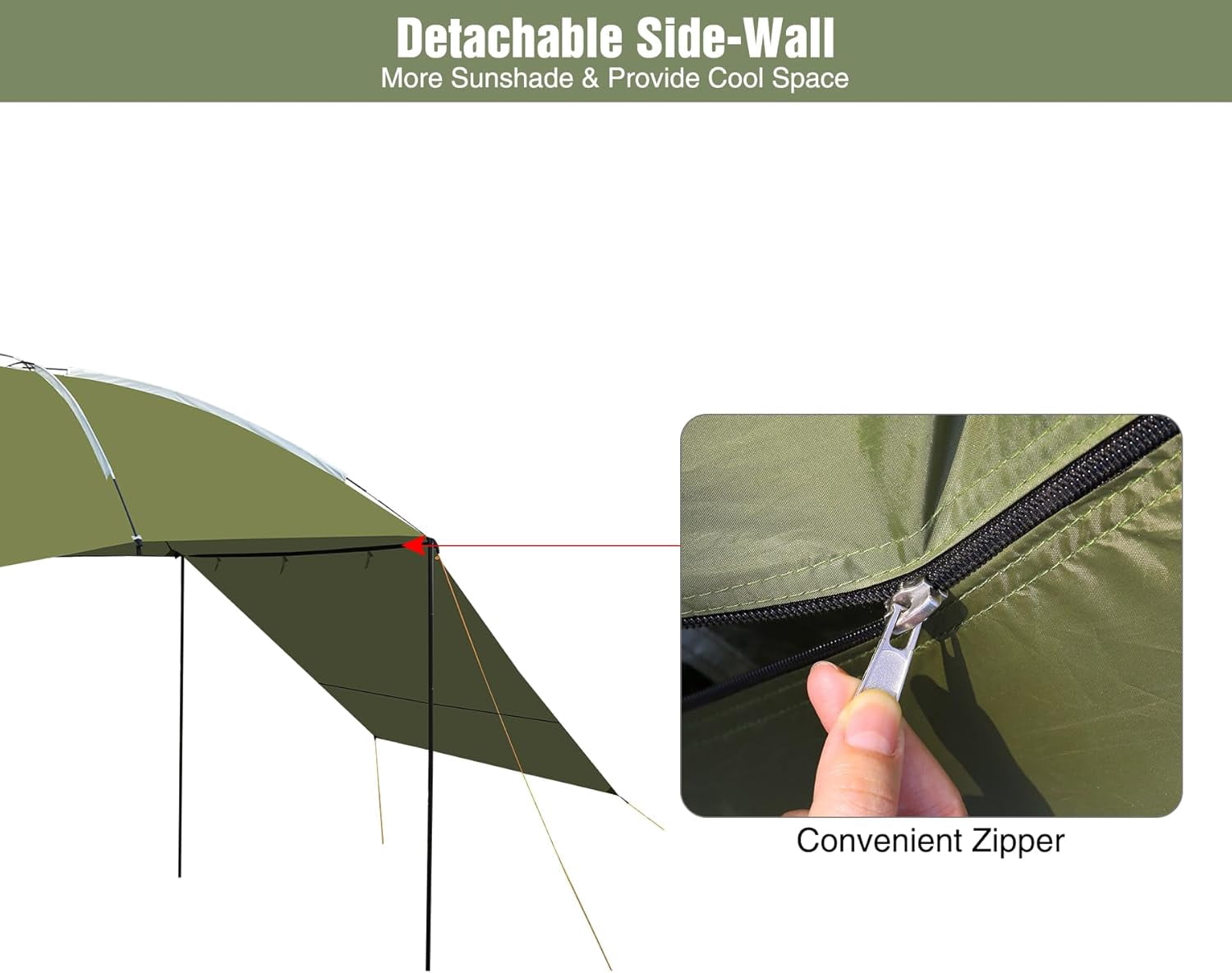 REDCAMP Car Awning for SUV Truck, 9.7'x7.5' Waterproof Rear Sun Shelter, Portable Vehicle Canopy with 2 Poles, Easy Setup for Camping, Tailgating, Beach