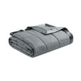 thumbnail image 2 of Madison Park Cambria Fabric Down Alternative Blanket with Satin Trim - Charcoal, 2 of 6