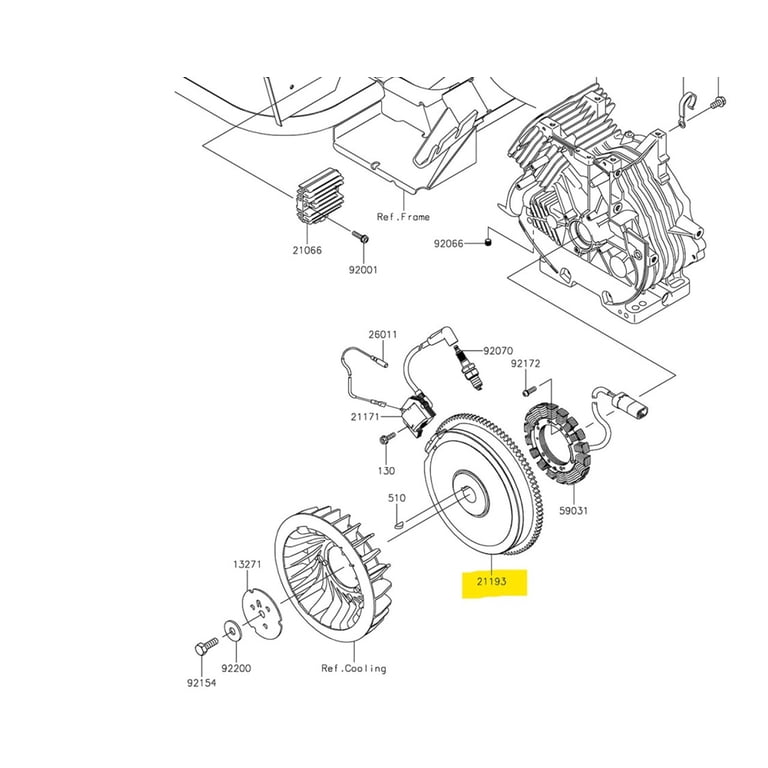 Kawasaki OEM Flywheel Assembly KAF400 Mule SX 2005-2026 21193-0041