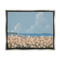 Stupell Industries Coastal Flower Meadow Botanical & Floral Painting Gray Floater Framed Art Print Wall Art, 31 x 25