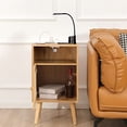 thumbnail image 7 of Xilingol Rattan Nightstand with Charging Station USB Ports & Power Outlets, Boho Wooden Bedside Table End Table for Living Room and Bedroom, 7 of 7