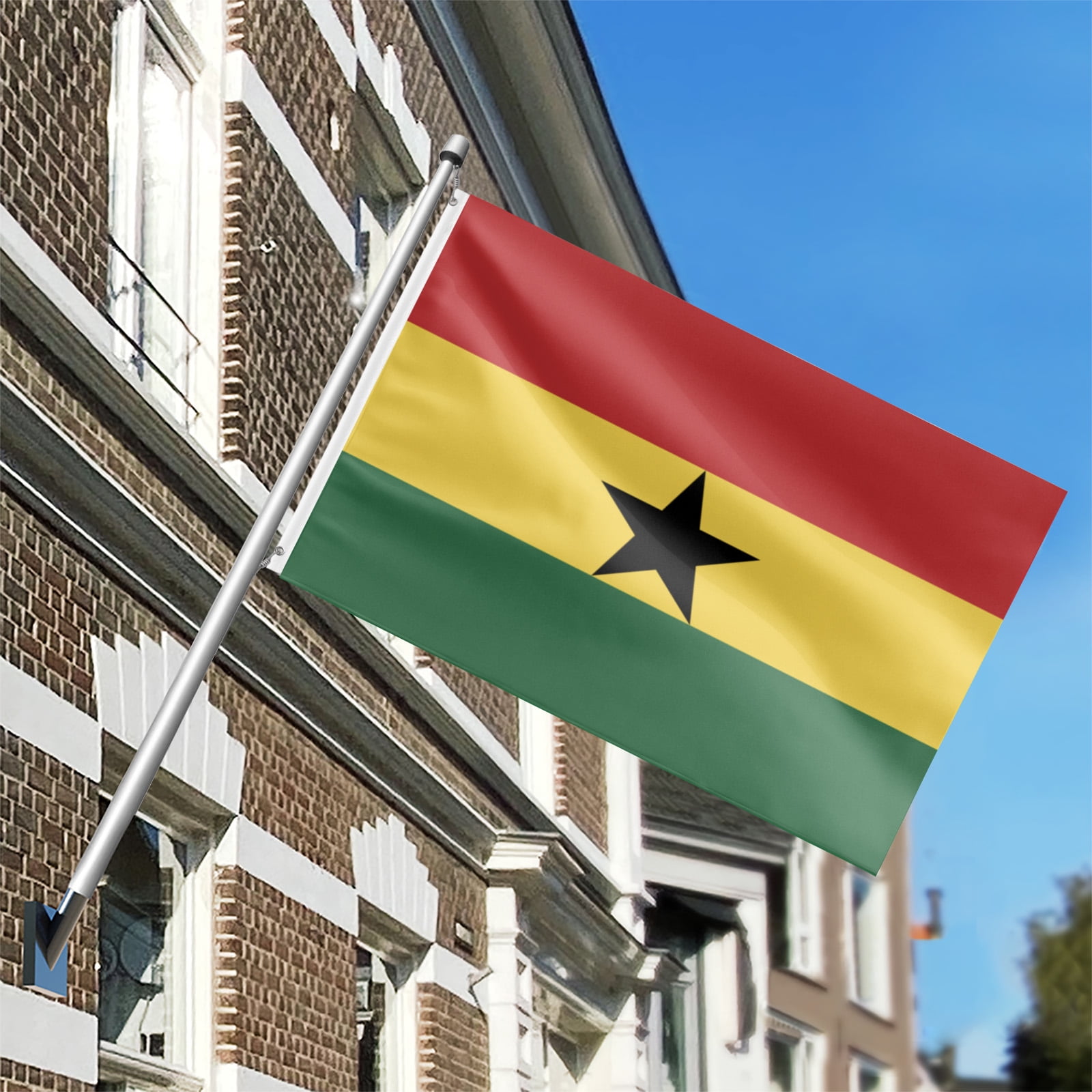Livetty Double Sided 3 layers Flags 4x6 Ft Ghana Flags Banner for Yard Decoration Garden Display For World Soccer Play