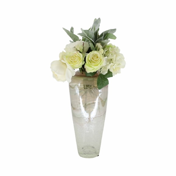 Sagebrook Home Glass 17"h Crackled Vase, Clear/Green